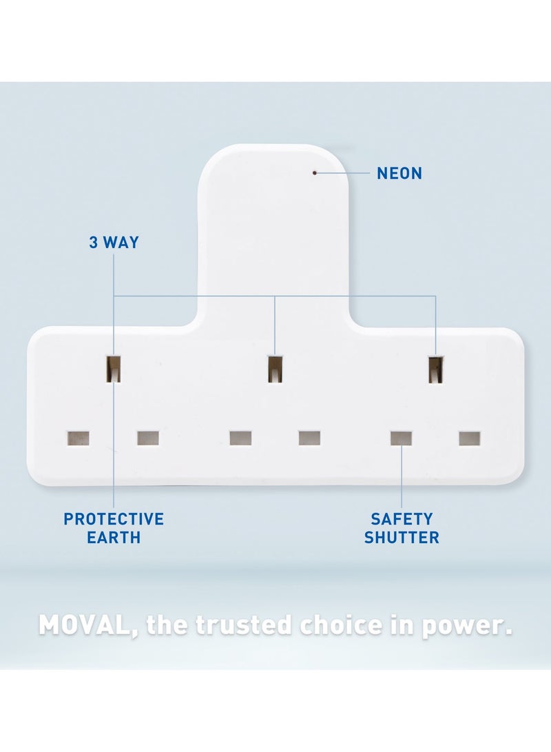 MOVAL Wall Power Extension – 3 Outlets with Light Indicator, Compact & Safe Design for Home Use - Image 3